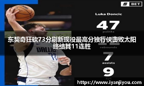 东契奇狂砍73分刷新现役最高分独行侠击败太阳终结其11连胜